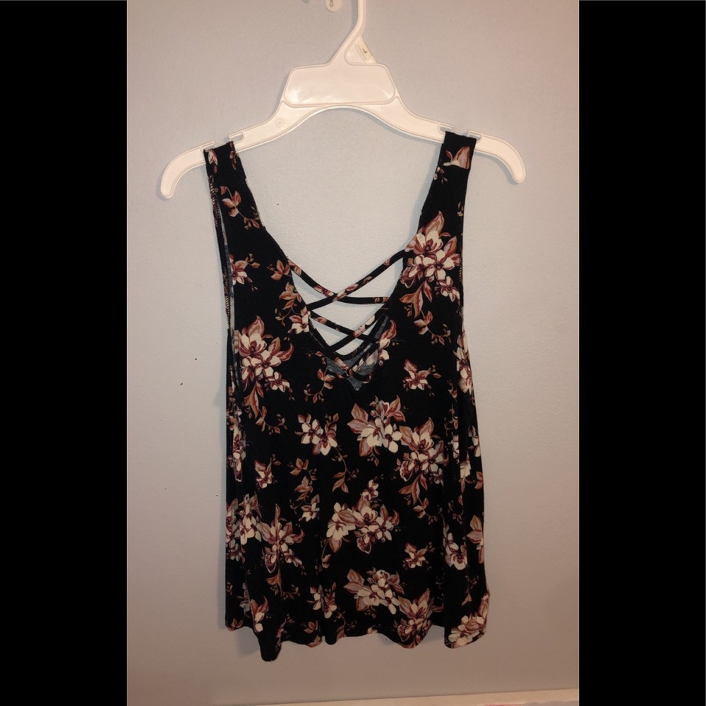 American Eagle | Black Floral Print Tank Top | XS